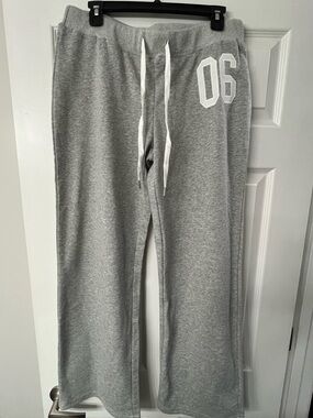 Edikted Gray Boot Cut Sweatpants with White '06' Detail